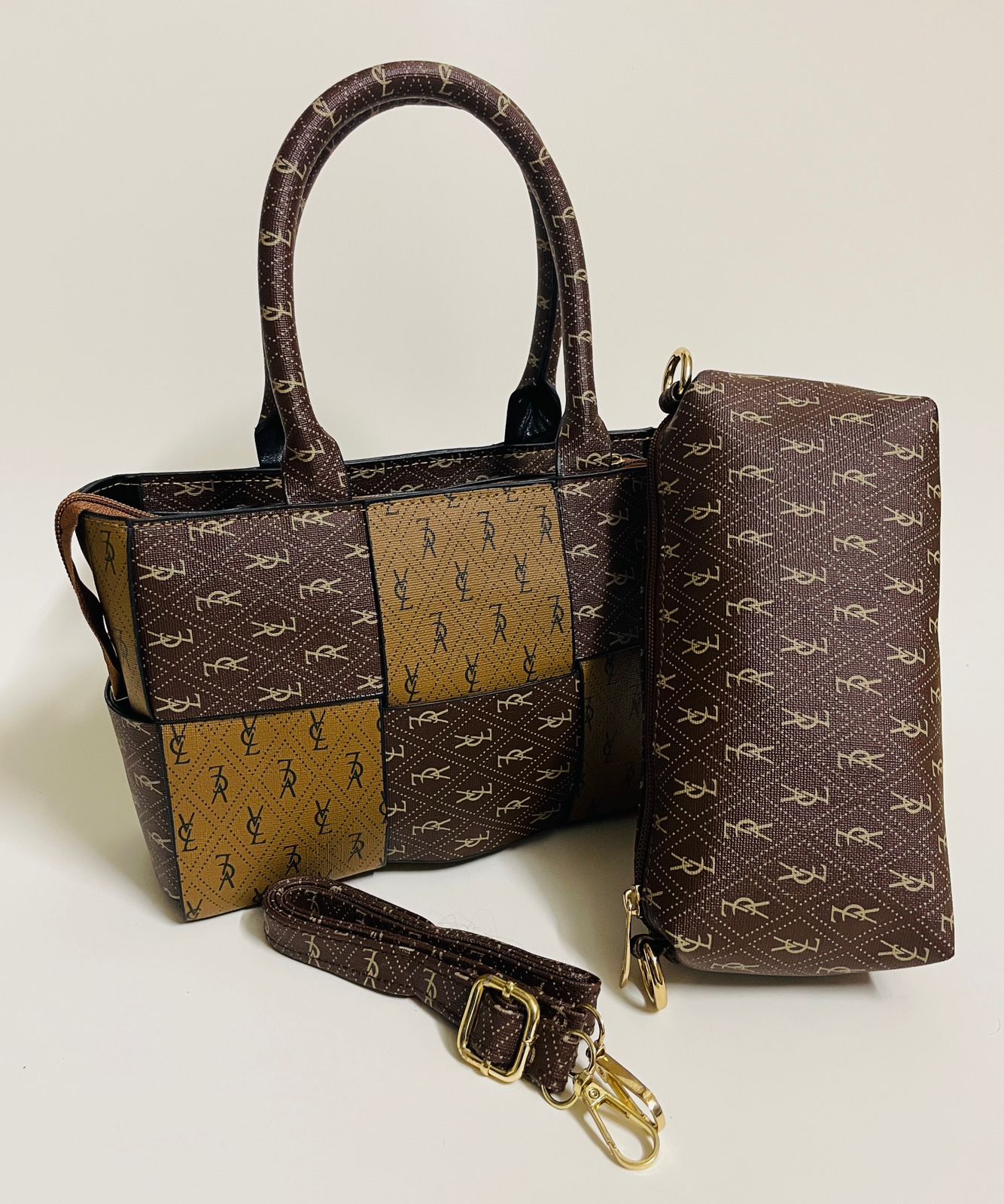 Lady Checker Bag Brown