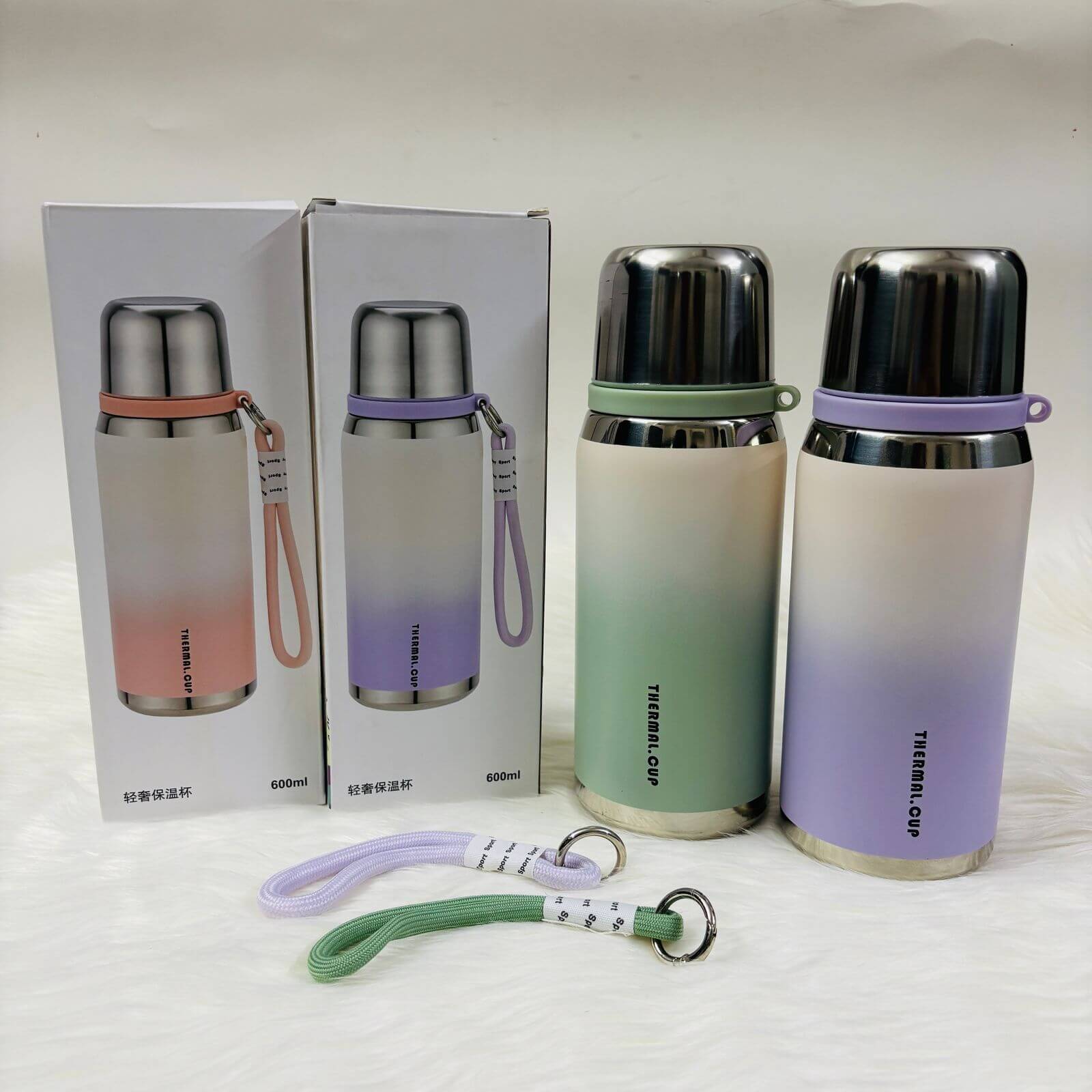 Hot-Cold Vaccum Flask Green+Purple Duo